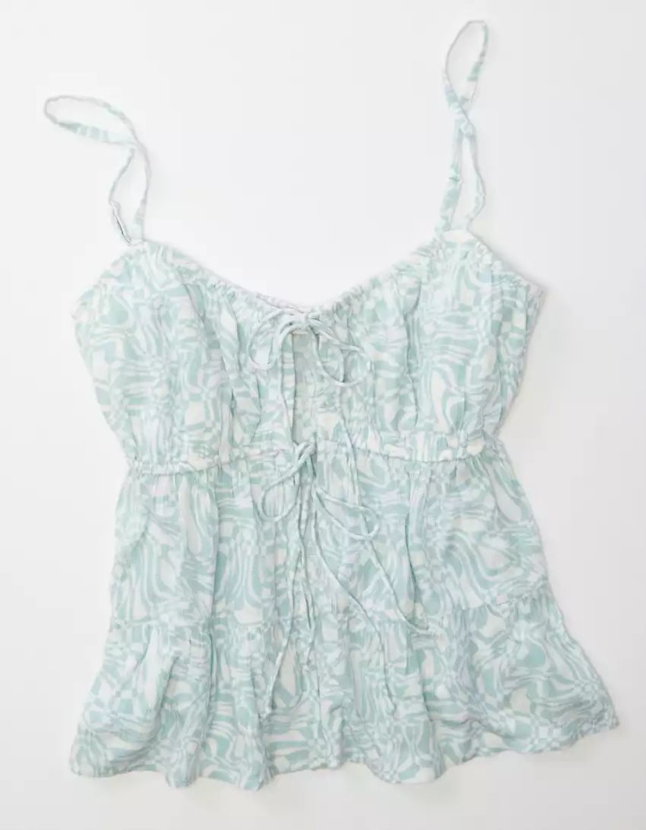 Chemises American Eagle AE Tie-Front Cami Bleu Clair Femme | MKH-17560935